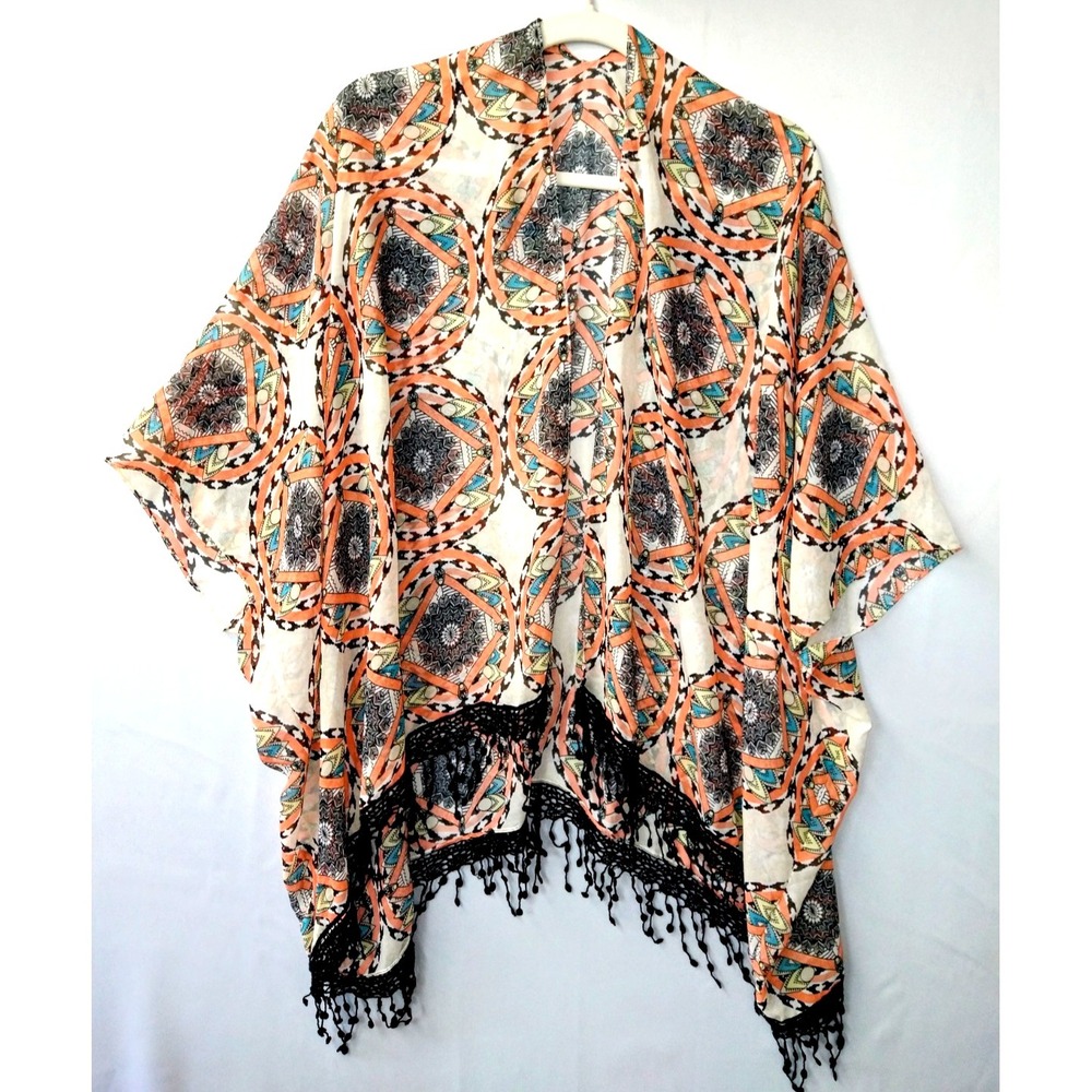 Chiffon Southwestern Indie Boho Hippie Cowgirl Chic Kimono, generous Free Size